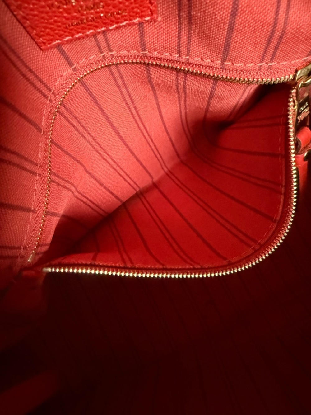 Louis Vuitton Red Monogram Embossed Satchel with Gold Hardware - Picture 9 of 12